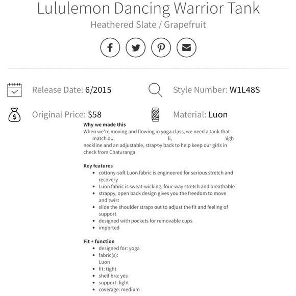 LULULEMON Dancing Warrior Tank in‎ Heathered Slate/Grapefruit - Picture 6 of 7